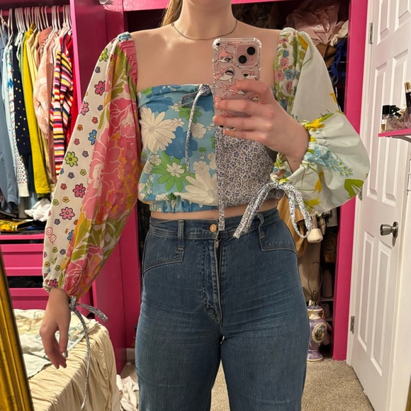 Handmade Tops - Handmade Floral Patchwork Crop Top